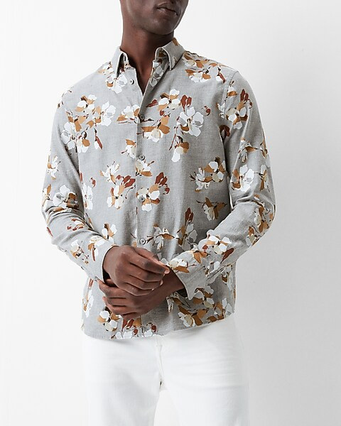 Slim Floral Dressy Flannel Shirt | Express