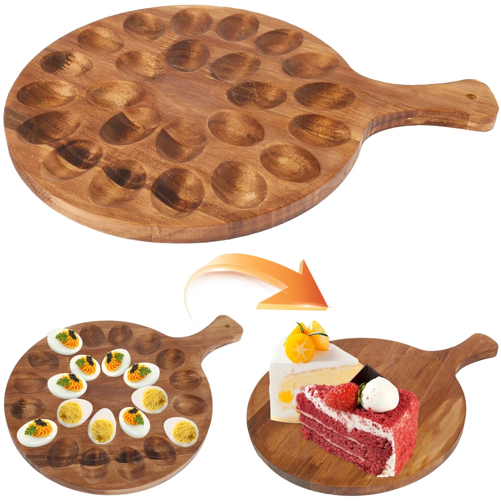 FUYGRCJ Wood Deviled Egg Platter Hold 24 Deviled Egg Tray 11.8×15.7×0.39 Inch Deviled Egg Holde... | Walmart (US)