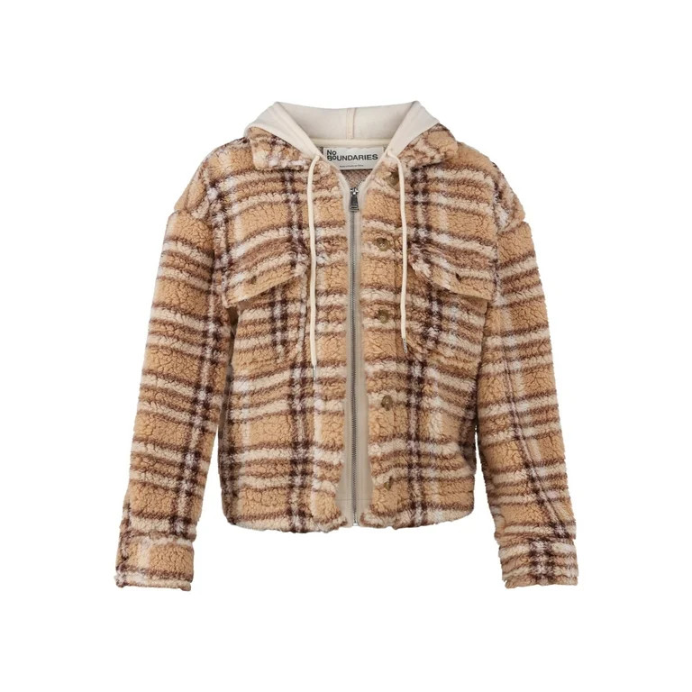 No Boundaries Plush Hoodie Shacket, Women's | Walmart (US)