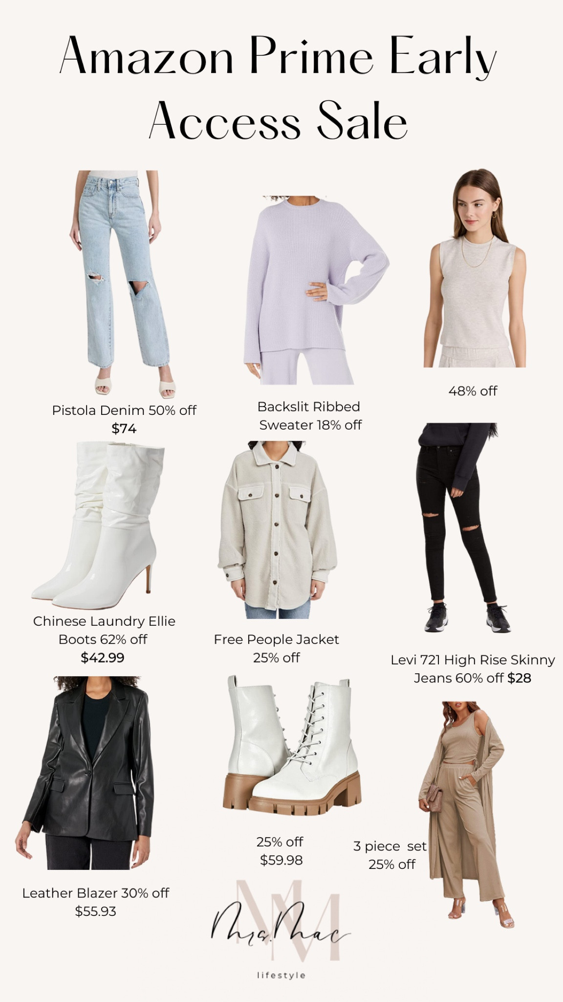 Amazon prime early access.
Shoes.
Jeans.
Pajamas.
Leather coat.
Boots.
#amazon #primeday

#LTKunder100 #LTKsalealert