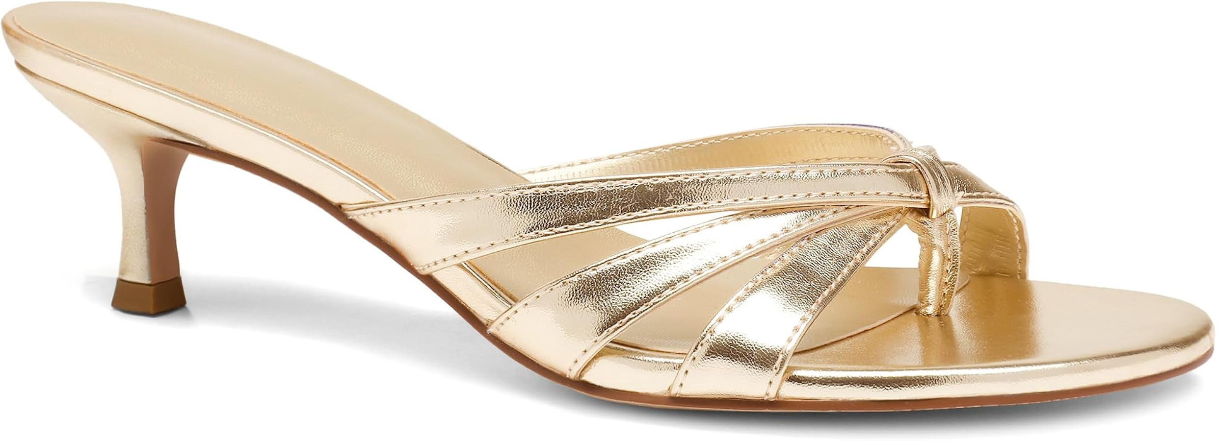 Gold Kitten Heels Sandals for Women Flip Flop Open Toe Sandals Comfortable Slip On Mules Women Th... | Amazon (US)