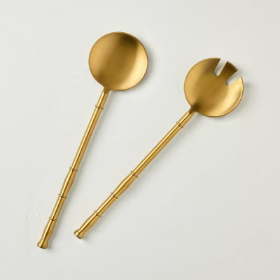 2pc Brass Finish Salad Fork and Spoon Set - Hearth & Hand™ with Magnolia | Target