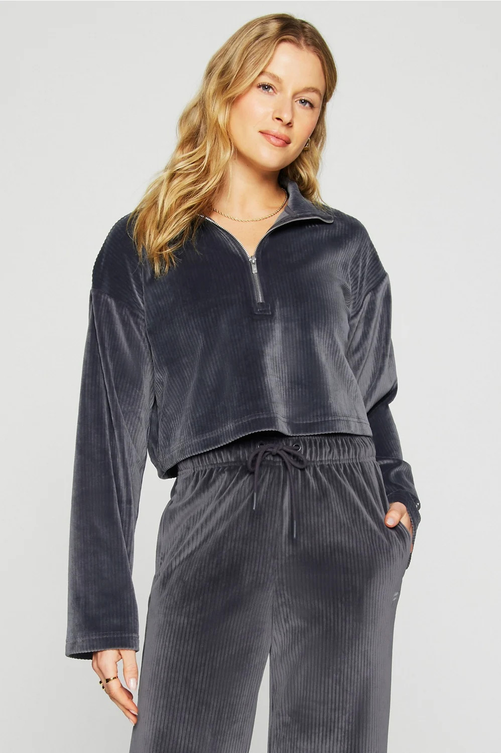 Plush Rib Half Zip Sweatshirt | Fabletics - North America