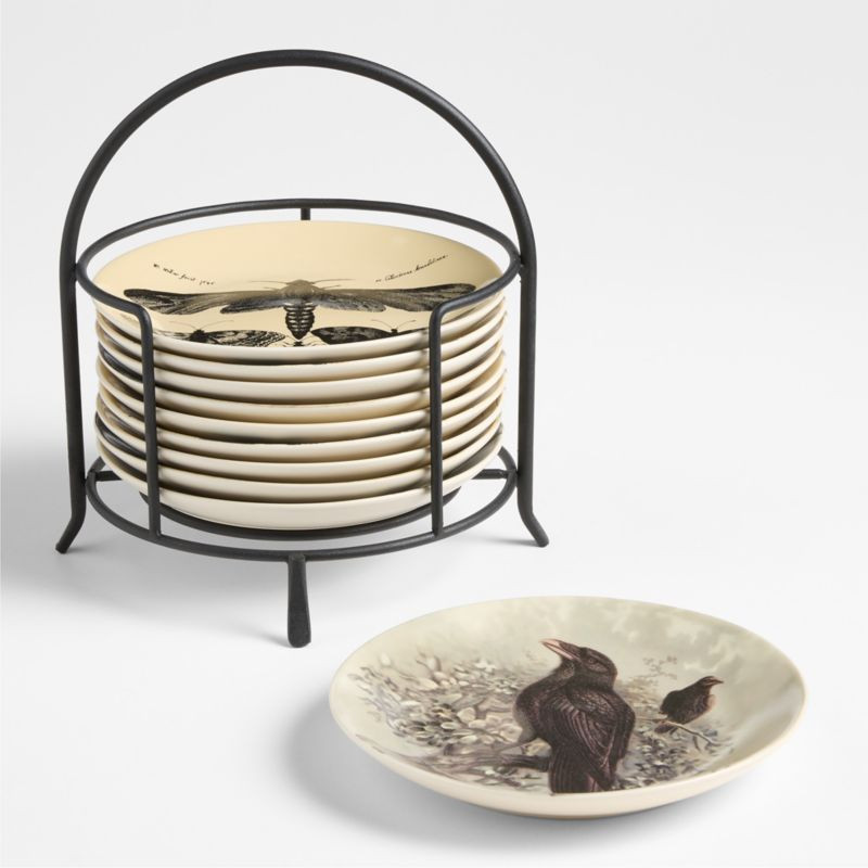 Nightfall Halloween 6" Appetizer Plates with Stand, Set of 10 + Reviews | Crate & Barrel | Crate & Barrel