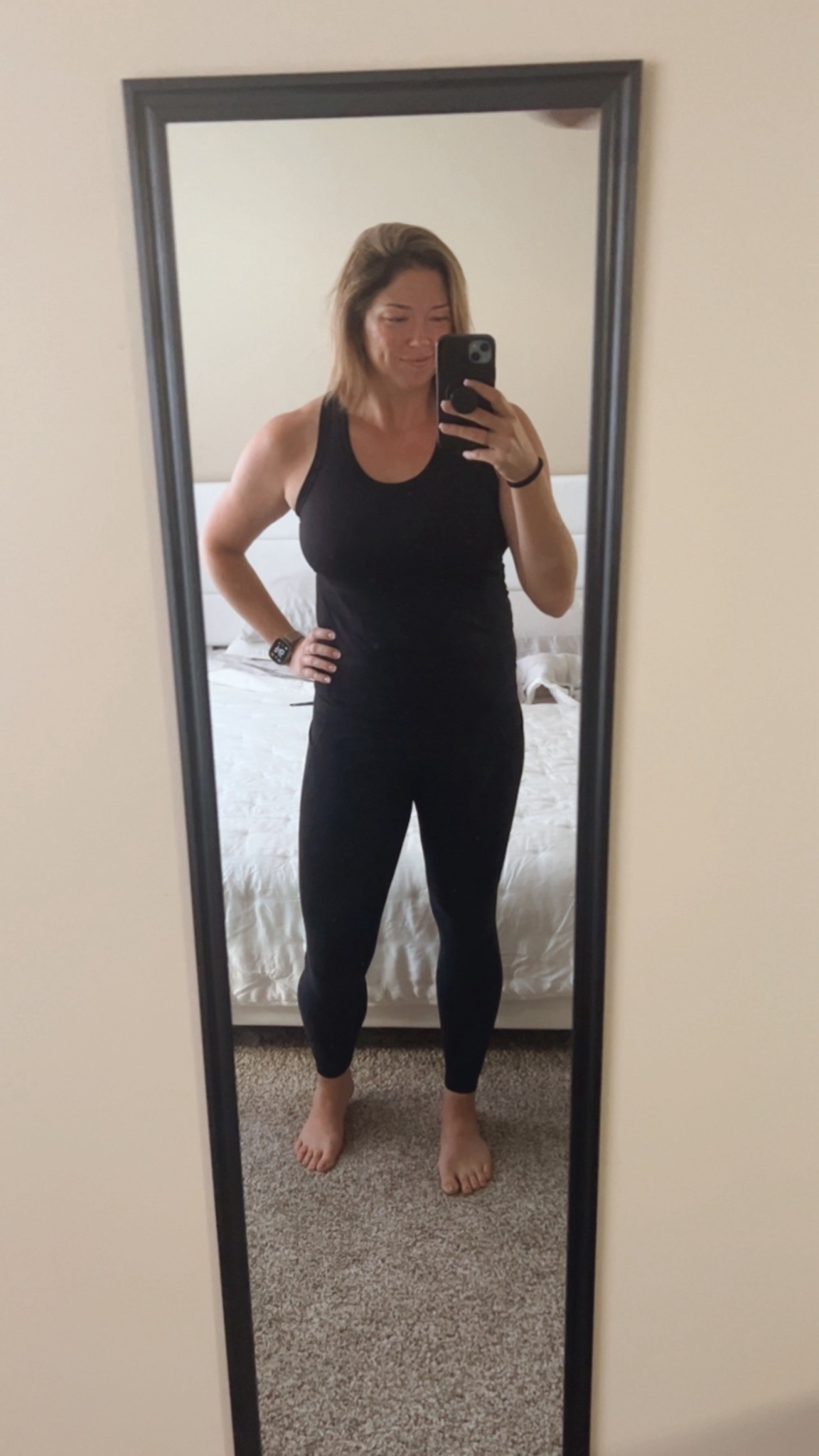 WOOTD. Love these Fabletic leggings. They are like butter! Wearing a size large, TTS. Top is Old Navy, another winner! Wearing a large. Would size up if you want a looser fit. Comes in multiple colors and short sleeve option  

#LTKTall #LTKActive #LTKMidsize