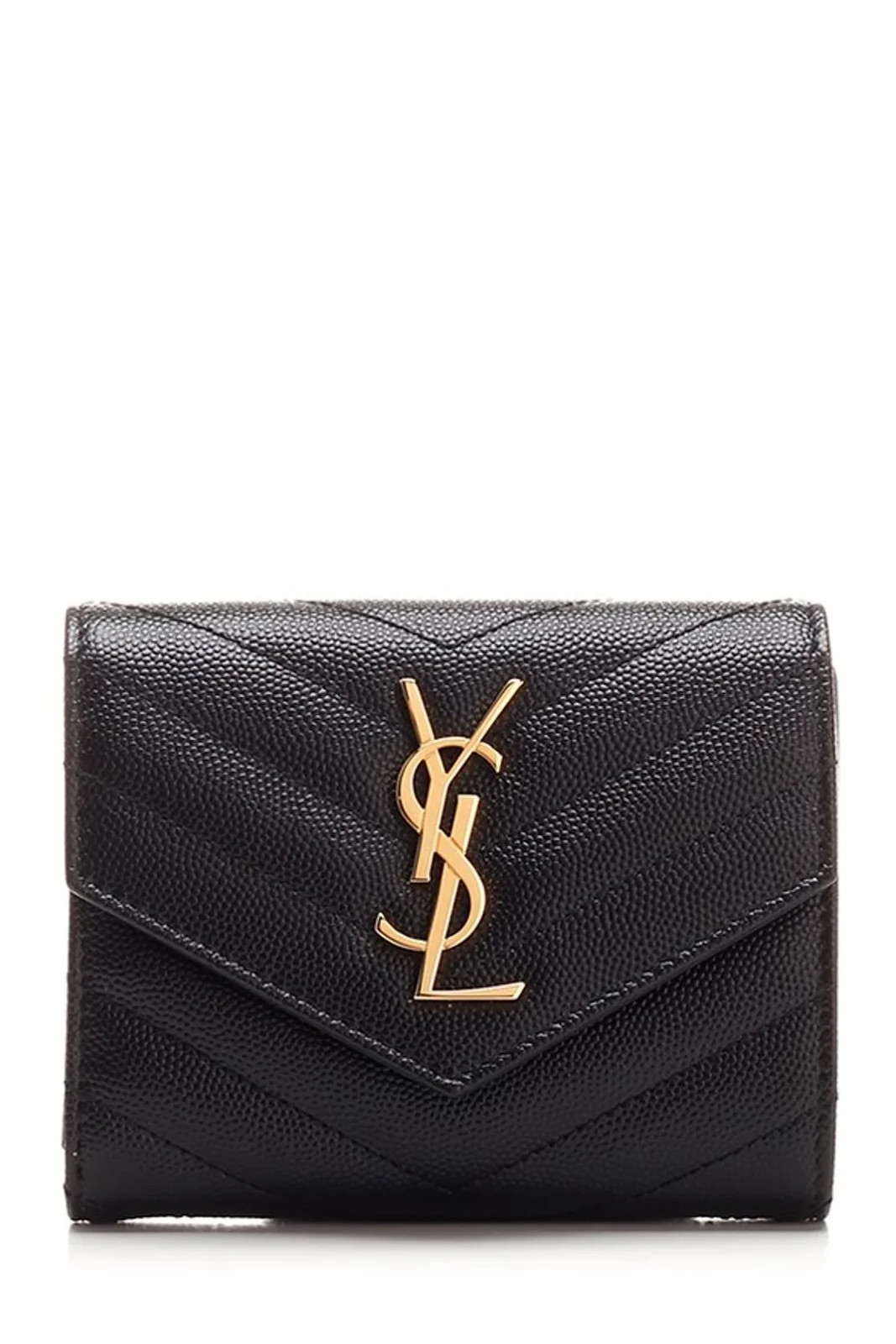 Saint Laurent Cassandre Matelassé Compact Tri Fold Wallet | Cettire Global
