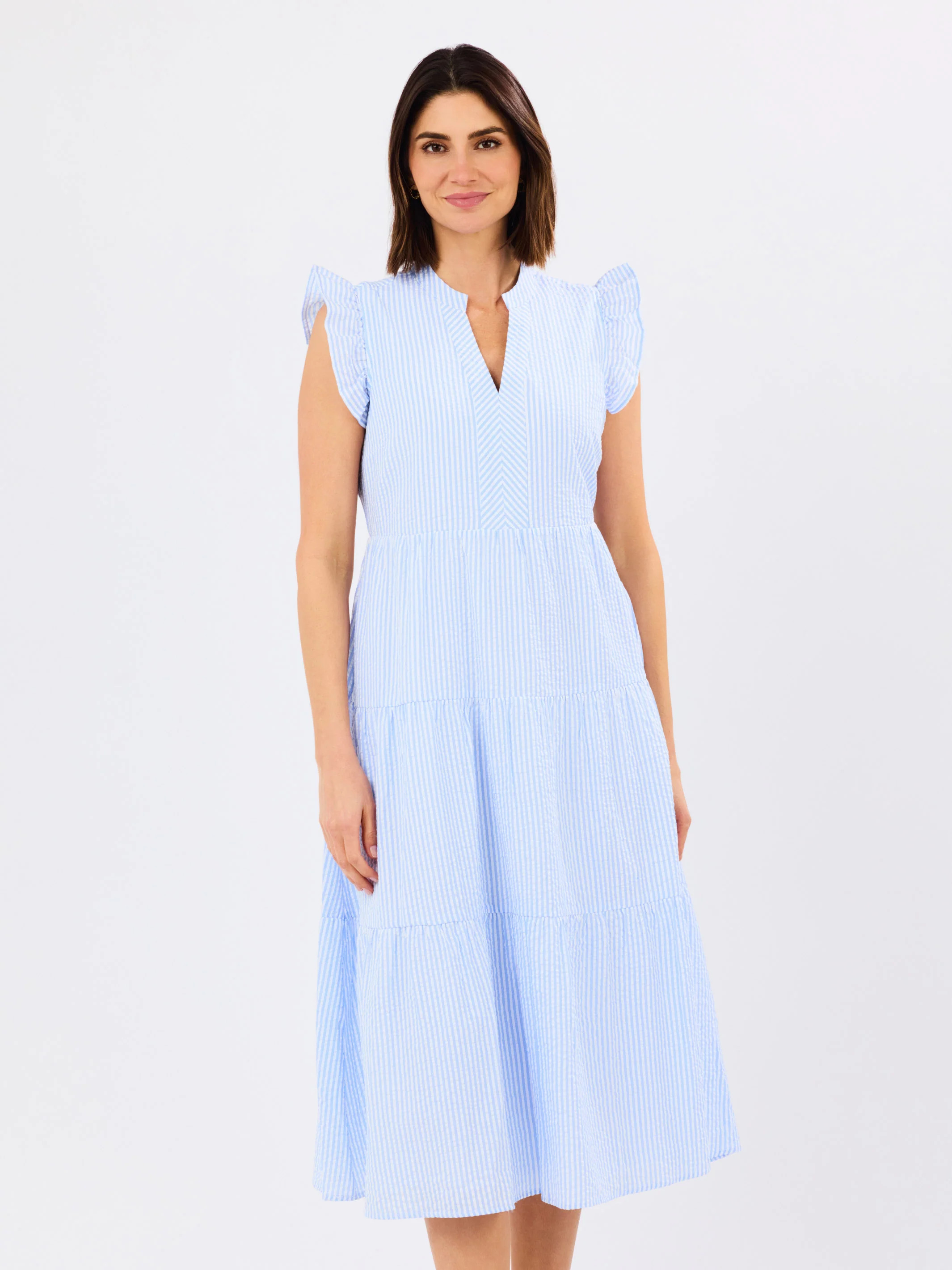 Kari Dress | Blue + White Seersucker | Mary Square