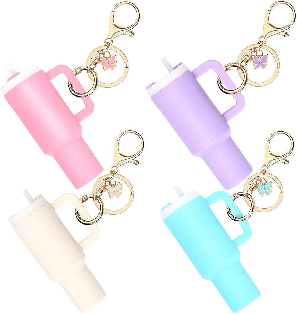 4pcs Mini Tumbler Keychain for Stanley Cup Chapstick Lip Balm Holder Key Chain Charms for Women P... | Amazon (US)