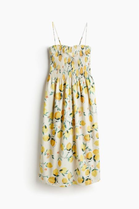 Lemon print smocked midi dress 

#LTKstyletip #LTKSeasonal #LTKfindsunder50