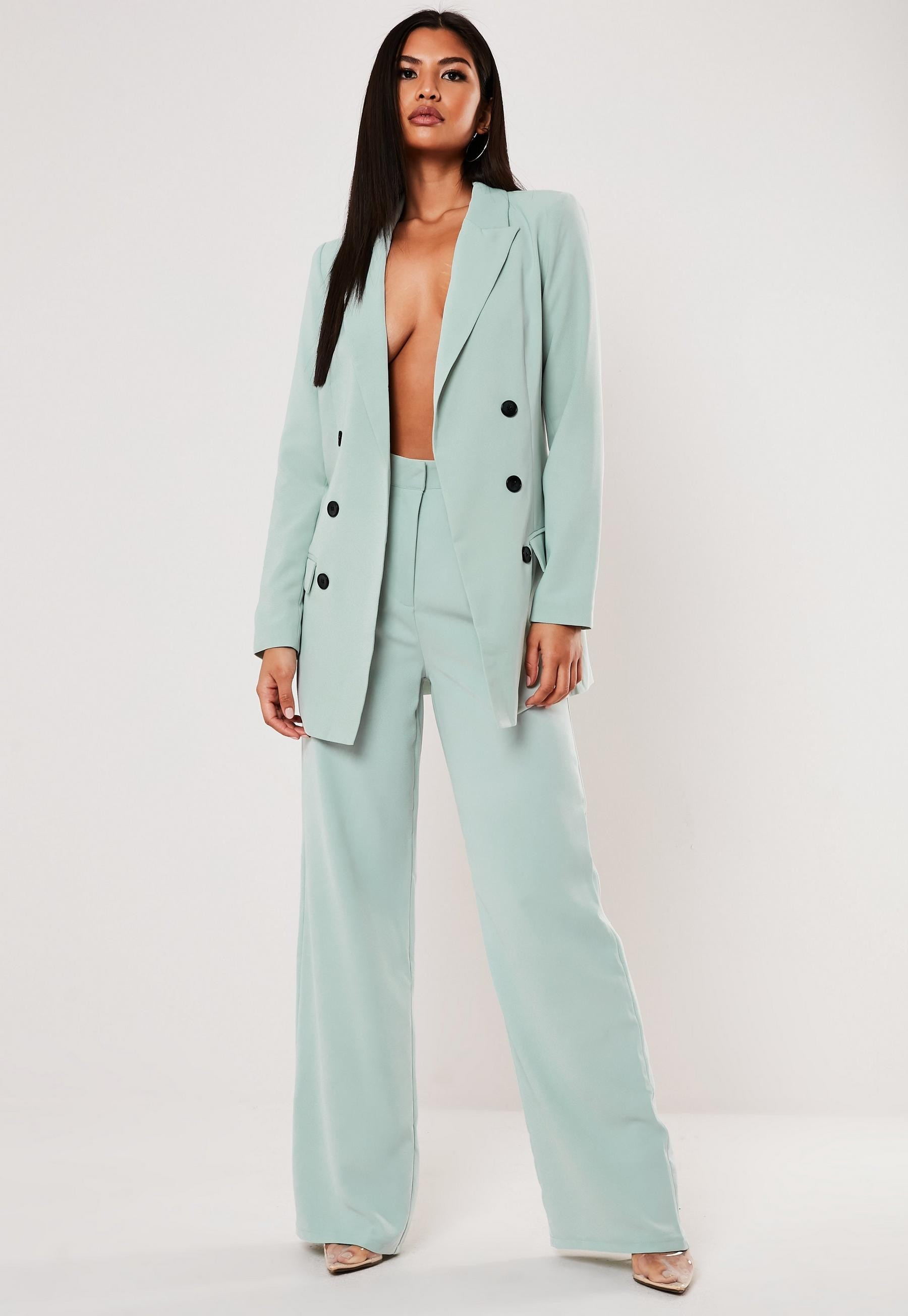 Mint Co Ord Oversized Button Front Blazer | Missguided (US & CA)