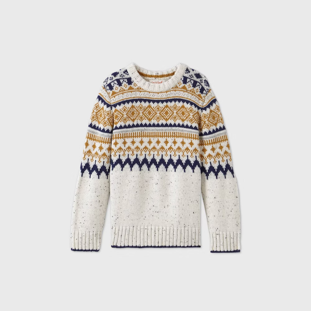 Toddler Boys' Fair Isle Pullover Sweater - Cat & Jack Light Gray 5T | Target