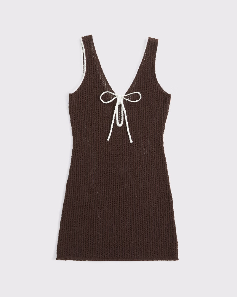 Abercrombie & Fitch Women's Crochet-Style Mini Dress Coverup in Cocoa - Size XXS | Abercrombie & Fitch (US)