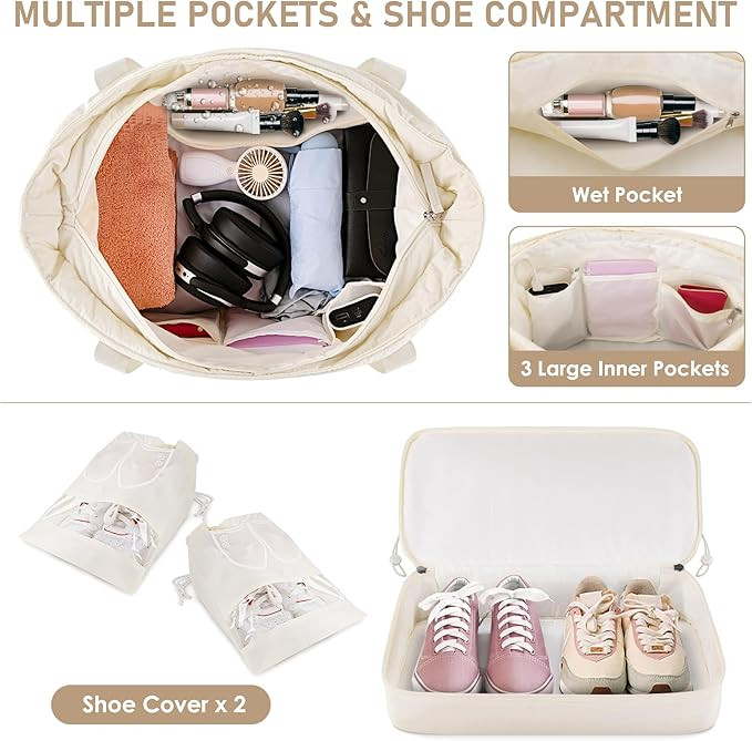 ETRONIK Gym Bag for Women, Yoga Mat Bag with Water Bottle Bag, 40L Weekender Overnight Bag with S... | Amazon (US)