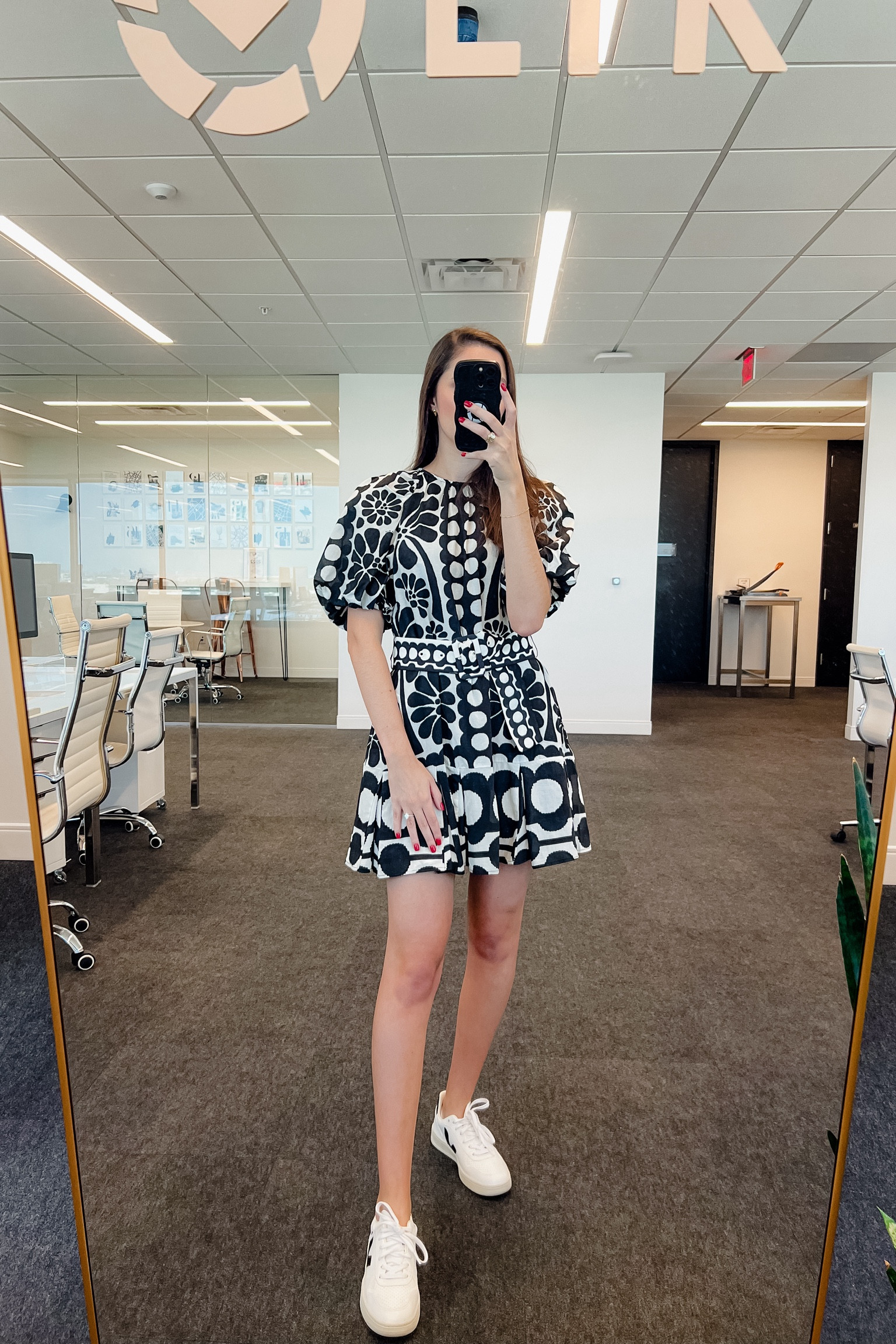 black palermo puff sleeve mini dress Floral Puff Sleeve Mini Dress, Black Small main image 1