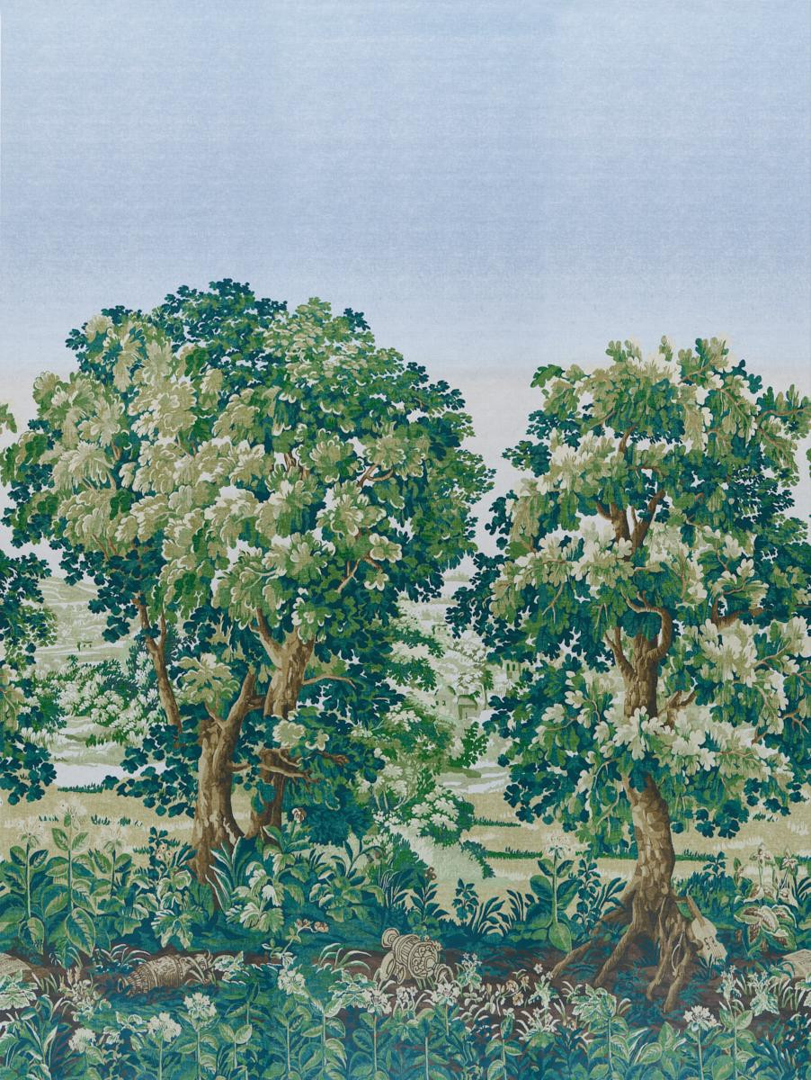 Schumacher La Fort 3 Panel Set Spring Green Forest Wallpaper | DecoratorsBest
