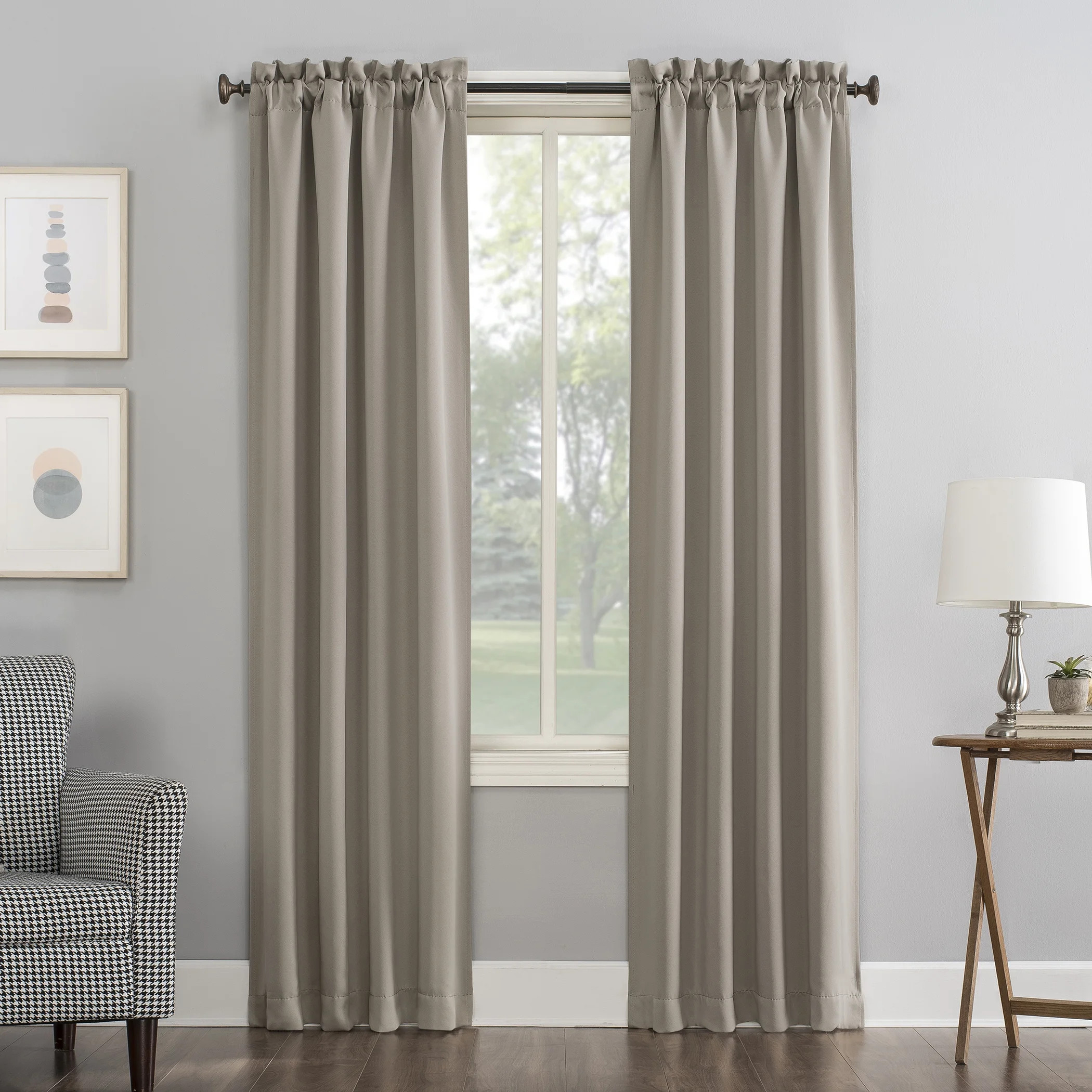 Sun Zero Nolan Energy Saving Blackout Rod Pocket Curtain Panel, 40"x84", Stone (Single Panel) - W... | Walmart (US)