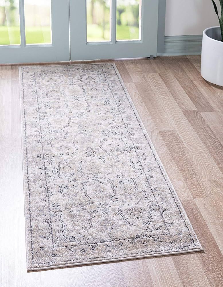 Rugs.com Oregon Collection Rug – 12 Ft Runner Ivory Low-Pile Rug Perfect for Hallways, Entryway... | Amazon (US)