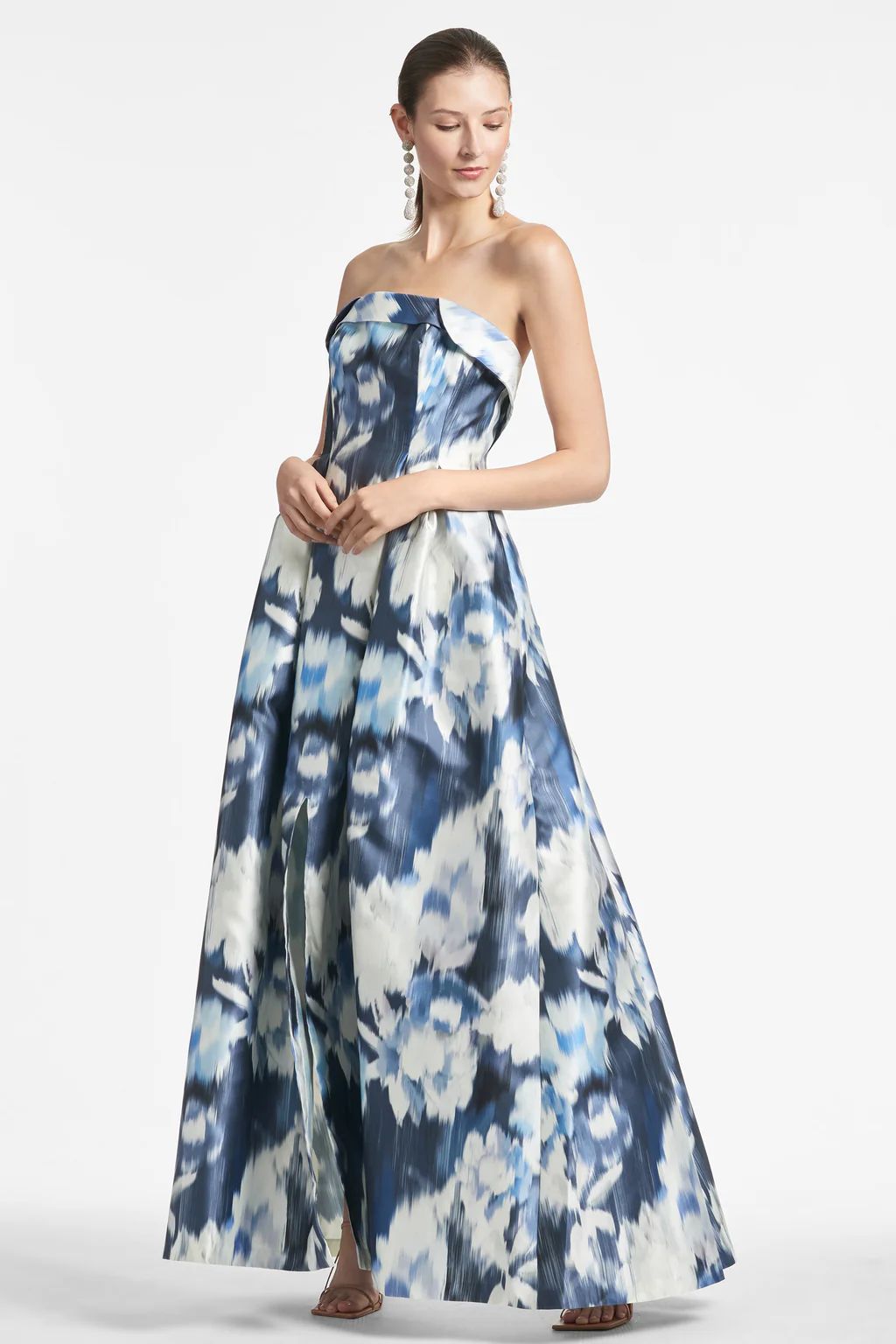 Brielle Gown - Blue Ikat Floral | Sachin and Babi