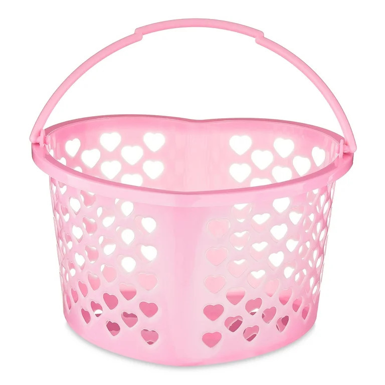 Valentine's Day Heart-Shaped Pink Plastic Basket by Way To Celebrate | Walmart (US)