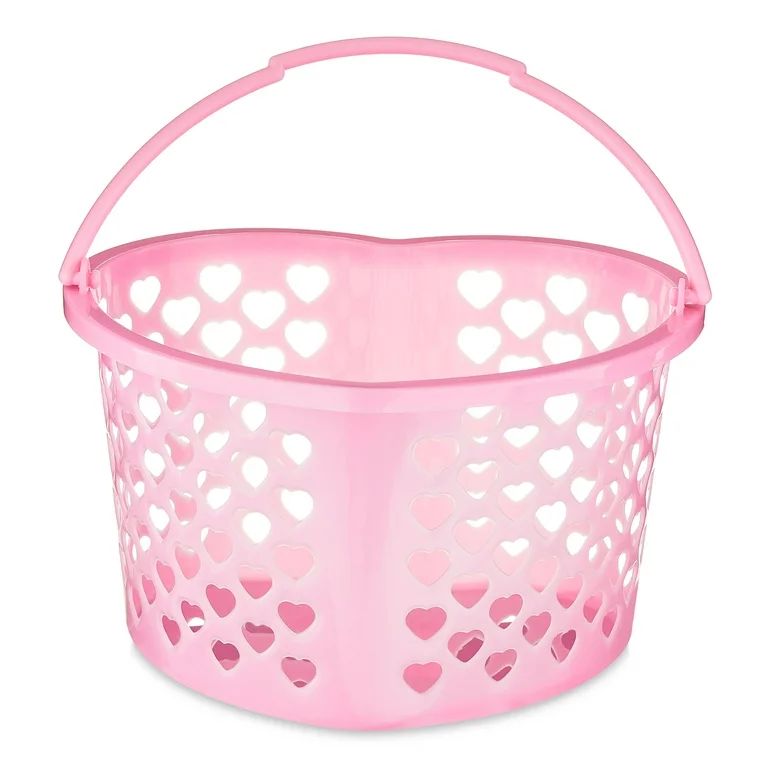 Valentine's Day Heart-Shaped Pink Plastic Basket by Way To Celebrate | Walmart (US)