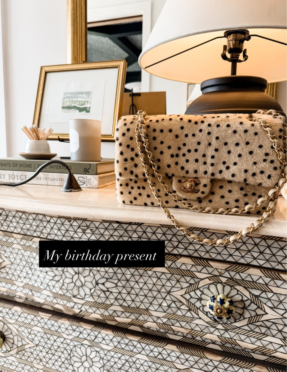 I got this bag as a birthday present, and I am obsessed! The print is stunning!

Loverly Grey, designer purse, Chanel purse, leopard print, polka dot

#LTKSeasonal