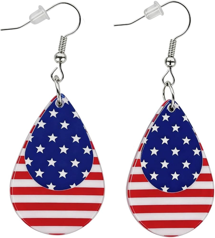 ORORIN 4th of July Outfits for Women,USA American Flag Patriotic Earrings,Fourth of July Red Whit... | Amazon (US)