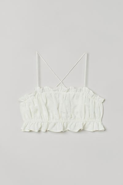 Camisole crop top in woven linen and cotton blend with an open back. Extra-narrow shoulder straps... | H&M (US + CA)