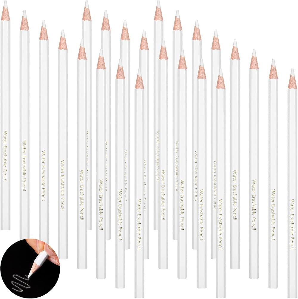 Outus Sewing White Fabric Pencil Bulk 24 PCS Dress Marker Tailor Pencil Water Soluble Pencil for ... | Amazon (US)