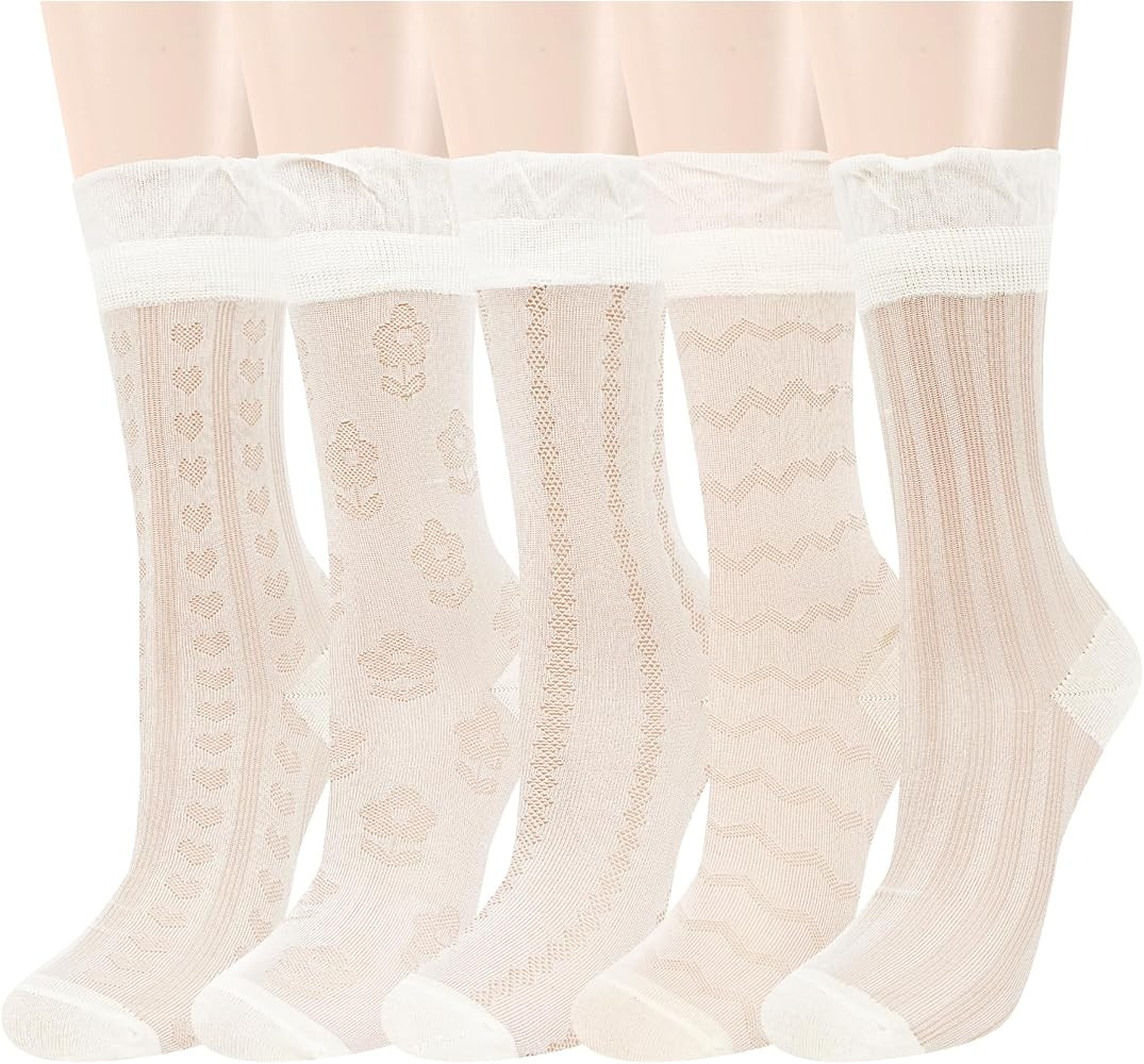 Benefeet Sox Womens Lace Sheer Socks Girls Ultra Thin Nylon Clear Stocking Socks Transparent See ... | Amazon (US)