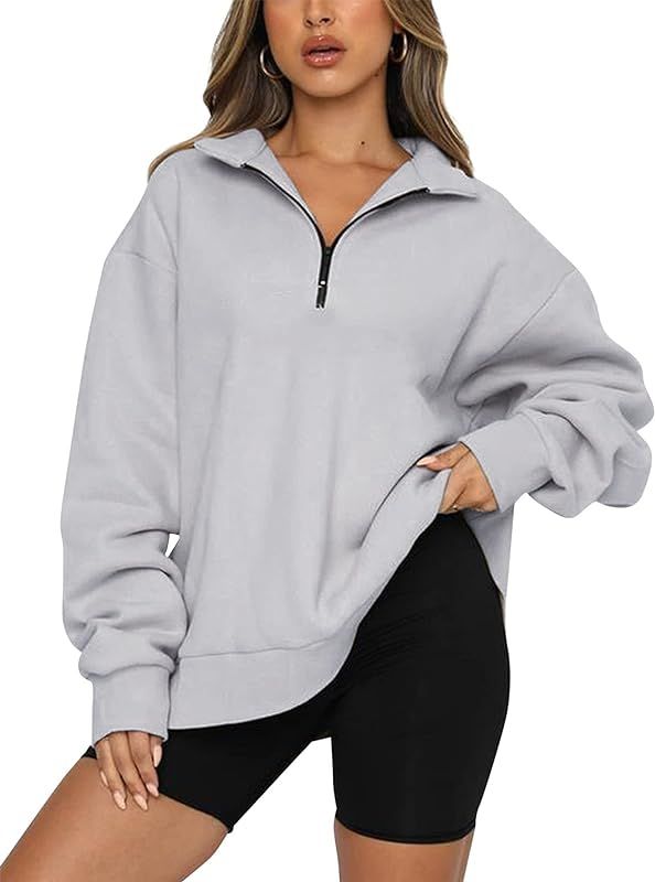 KOJOOIN Womens 1/4 Zip Pullover Long Sleeve Sweatshirt Quarter Zip Hoodies | Amazon (US)