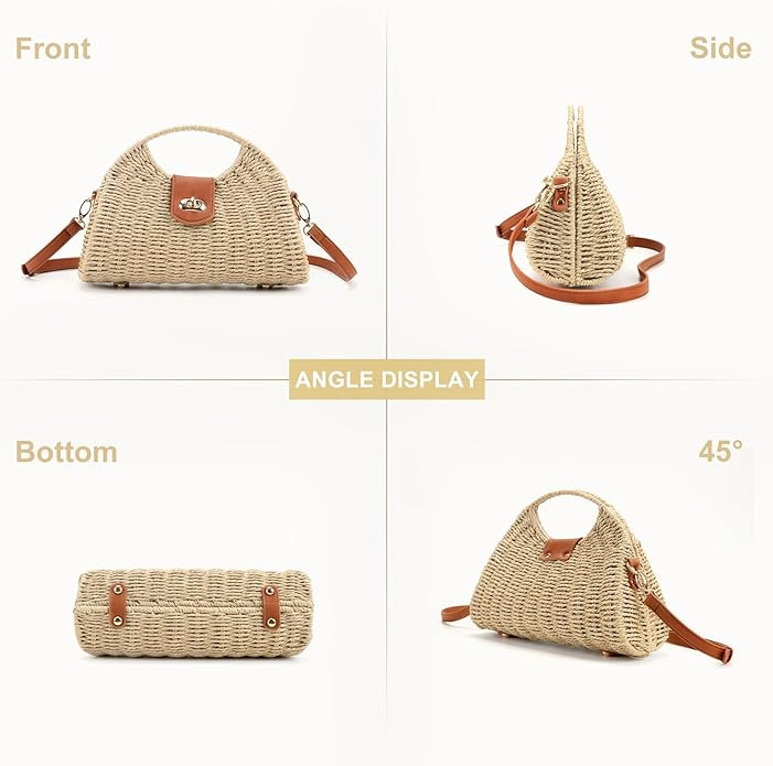 DKIIL NOIYB Straw Crossbody Bag Beach Bags for Women, Woven Rattan Straw Bag Top Handle Beach Bag... | Amazon (UK)