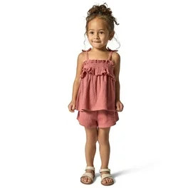 Modern Moments Toddler Girl Eyelet Ruffle Short Set, 2-Piece, Sizes 12M-5T | Walmart (US)