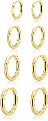 Small Gold Huggie Hoop Earrings Set for Women 14K Real Gold Plated Hypoallergenic Lightweight Ear... | Amazon (US)