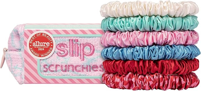slip Silk Skinny Scrunchies - High Tide | Set of 6 Skinny Scrunchies | 100% Mulberry Silk, Anti-C... | Amazon (US)