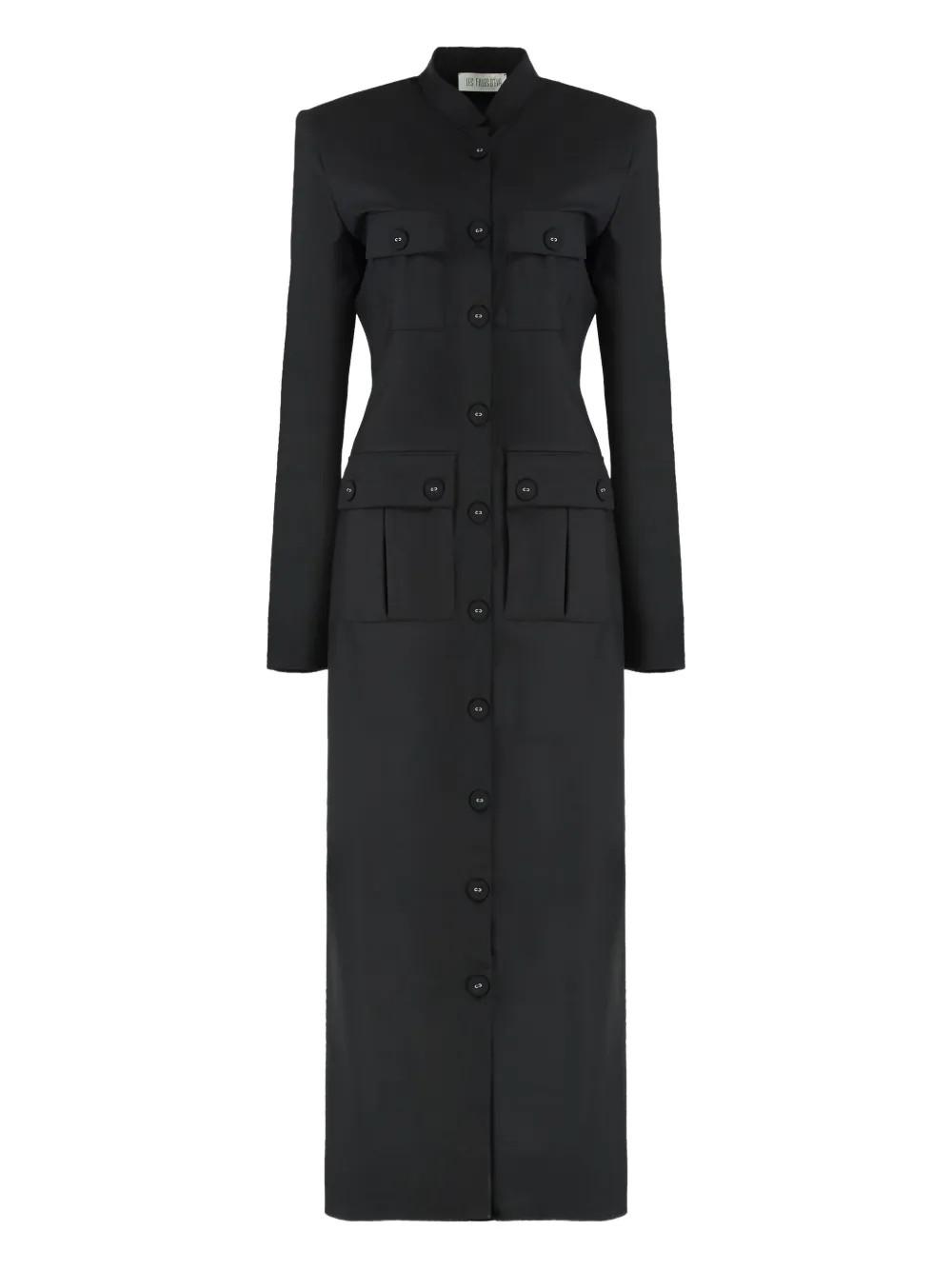 Les Filles d'Eva padded-shoulders flap-pockets Dress | Black | FARFETCH | Farfetch Global