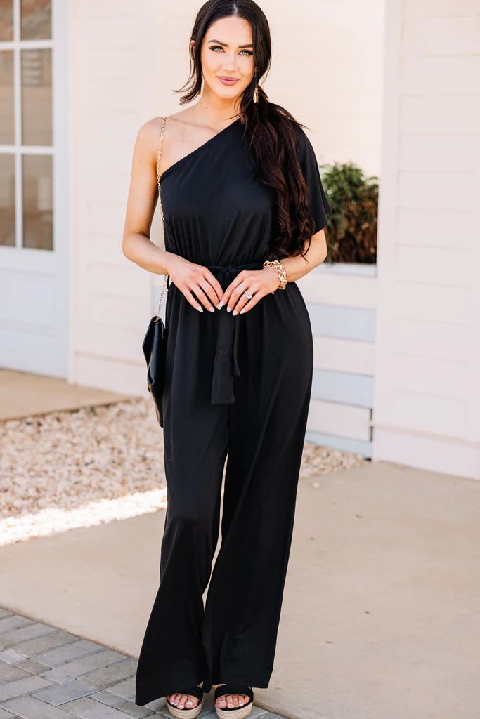 Out For The Day Black One Shoulder Jumpsuit | The Mint Julep Boutique