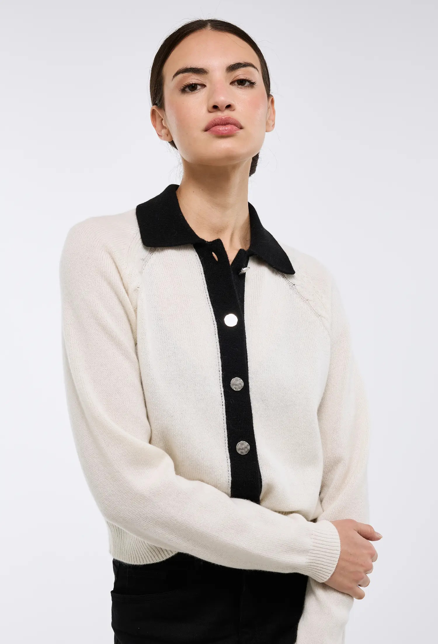 Cardigan bicolore en laine et cachemire | Monoprix Mode