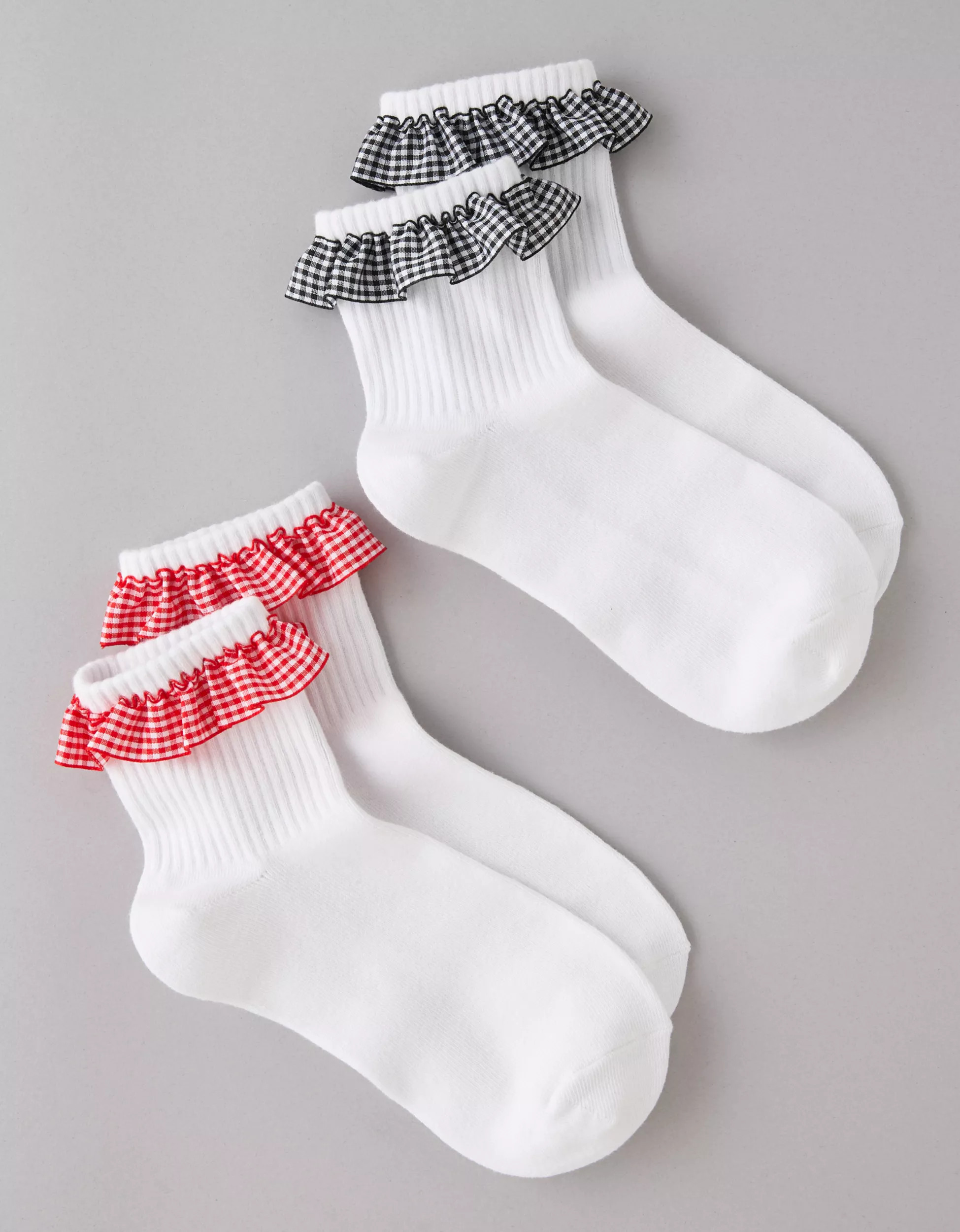 AE Gingham Ruffle Boyfriend Socks 2-Pack | American Eagle Outfitters (US & CA)