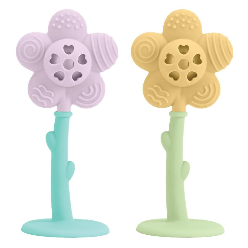 Lulyboo Flower Rattle & Teether Set for Babies - 100% Food Grade Silicone Soft Textures, Gentle G... | Amazon (US)