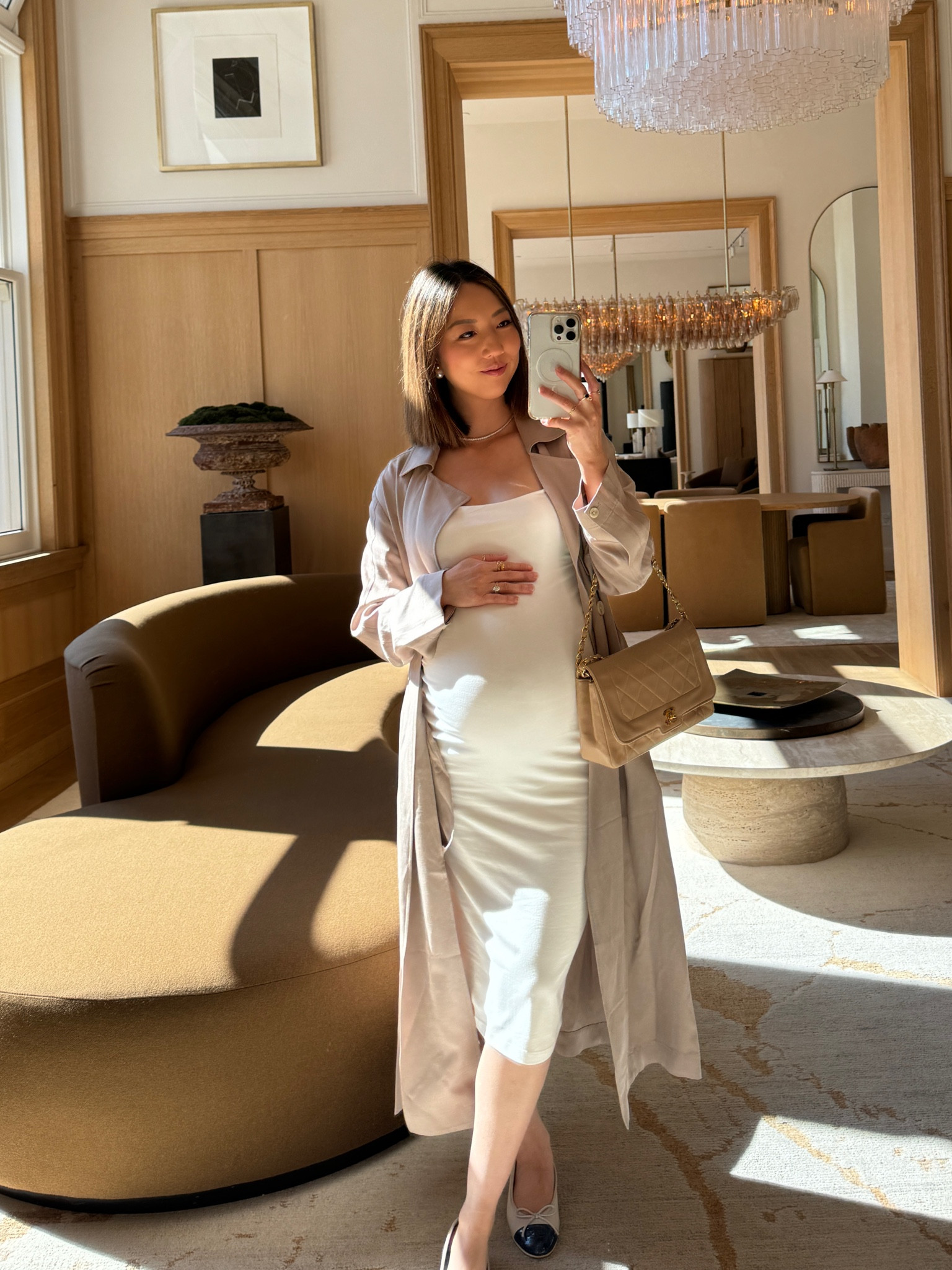 Order your pre-pregnancy size in this dress. 