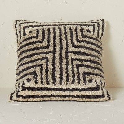 Maze Pattern Loop Tufted Square Throw Pillow Black/Cream - Opalhouse&#8482; designed with Jungalo... | Target