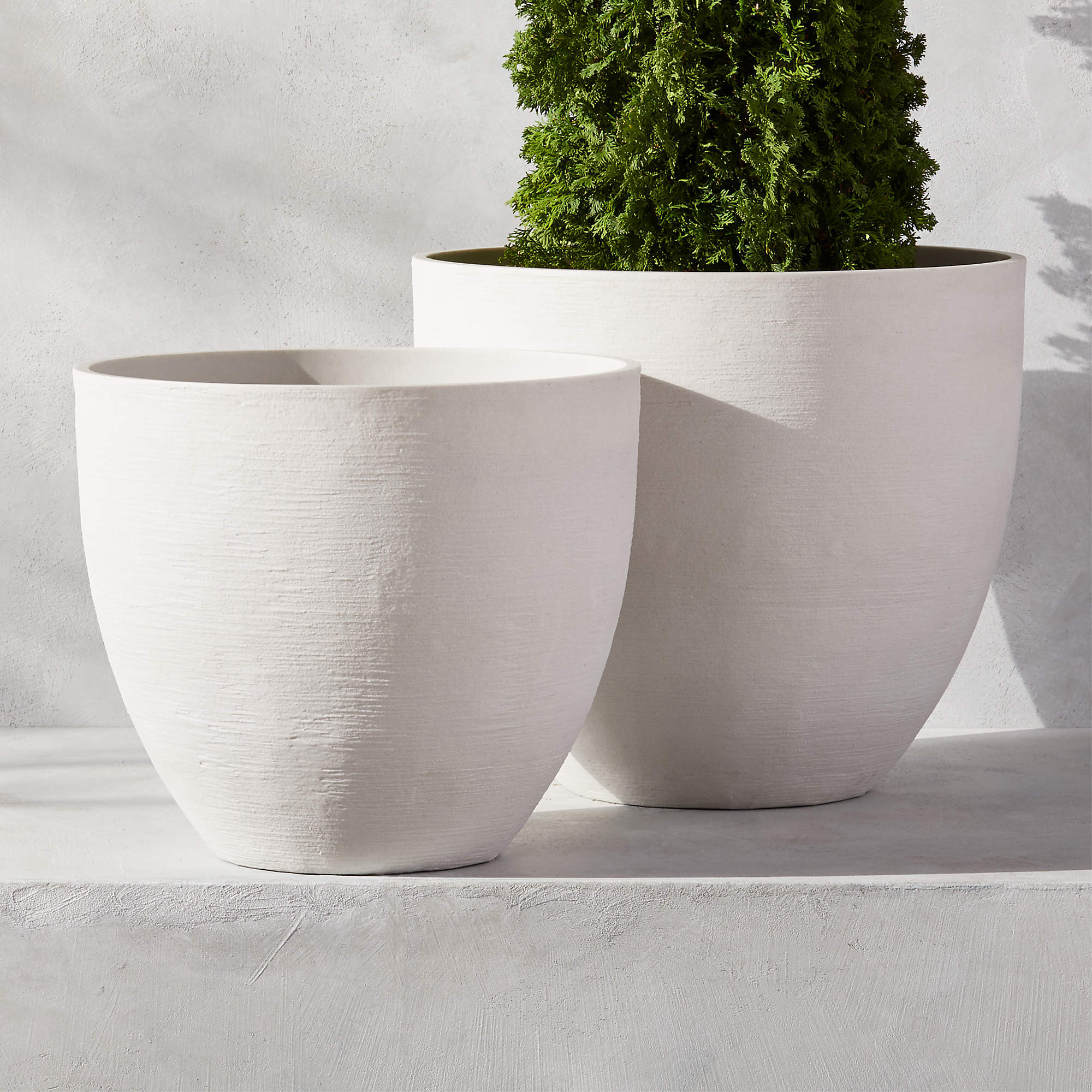 Castino Modern White Outdoor Planter Medium + Reviews | CB2 | CB2