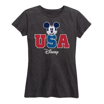 Women's Disney Americana Short Sleeve Graphic T-Shirt - Heather Charcoal - Large | Target
