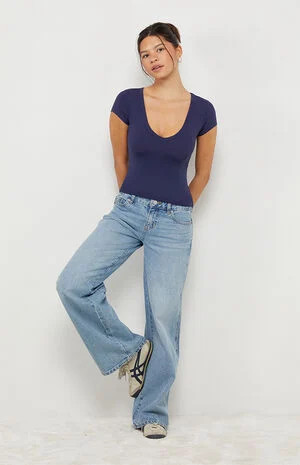 Your Favorite Lucy Deep V Short Sleeve Top | PacSun