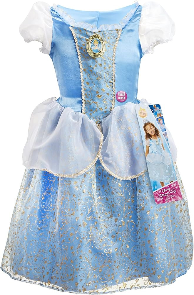 Disney Princess Cinderella Costume, Sing & Shimmer Musical Sparkling Dress, Sing-A-Long to “A D... | Amazon (US)