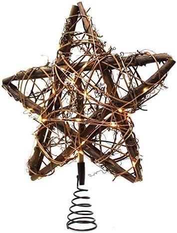 Joiedomi Christmas Tree Toppers, Rattan Star Tree Topper Lighted with 50 LED Lights for Xmas Tree De | Amazon (US)