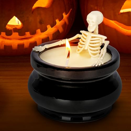 Halloween Candles - Skeleton Candle Halloween Decor, Gothic Farmhouse Vintage Skull Candle Decorations for Halloween Indoor Home Room Tables Party Supplies Favors, Spooky for Women Men | Amazon (US)