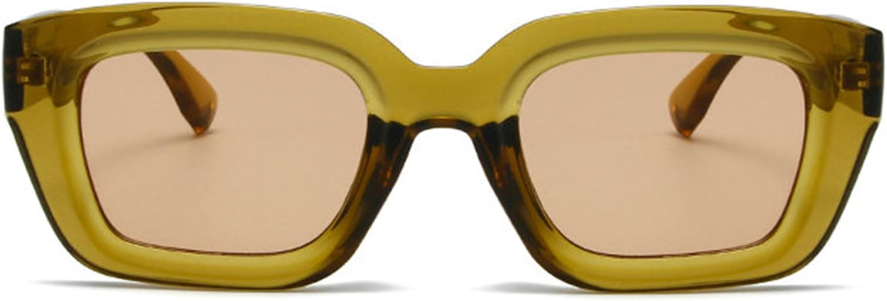 Fashion Square Sunglasses Women Luxury Black Popular Yellow Sun Glasses For Ladies Classic Trendy... | Amazon (US)