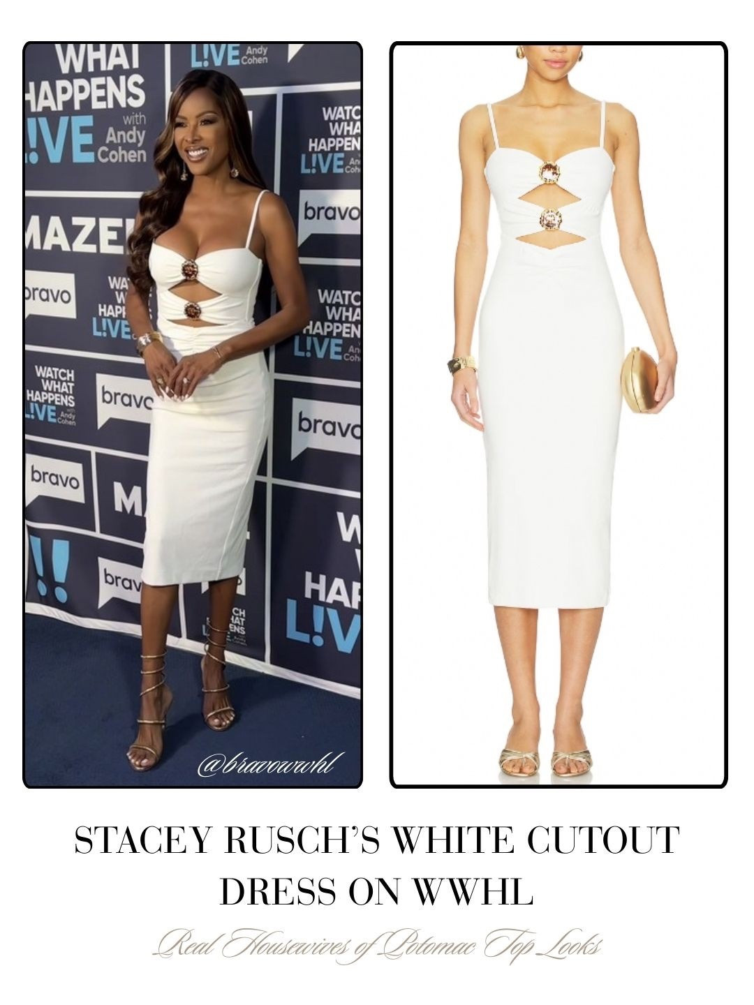 Stacey Rusch’s White Cutout Dress on WWHL 📸 = @bravowwhl