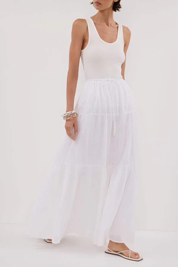 FLETCHER WHITE TIERED MAXI SKIRT | DISSH